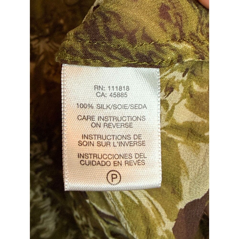 MICHAEL Michael Kors Sheer Floral Blouse Sz 2 Green Button Up Balloon Sleeve Top - Picture 3 of 9